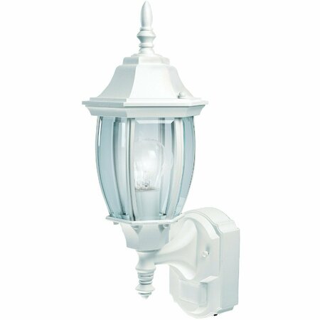 HEATH-ZENITH White Incandescent Dusk-To-Dawn/Motion Activated Outdoor Wall Light Fixture HZ-4192-WH